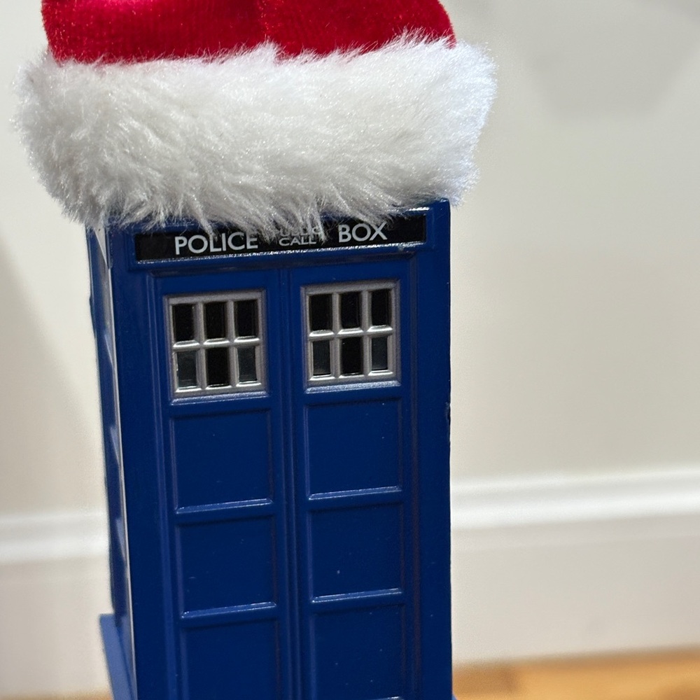 Tardis with Santa Hat Christmas Ornament